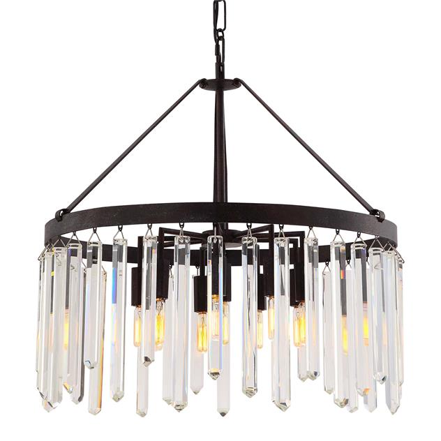 Hollis Forged Bronze Chandelier with Crystal Spears