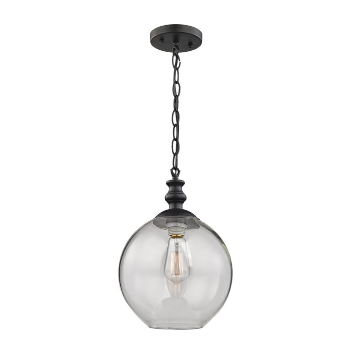 Bergen Matte Black Round Mini Pendant