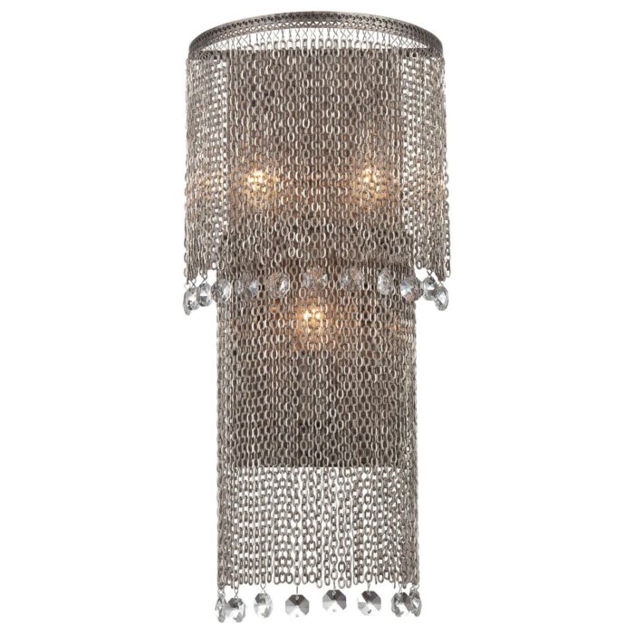 Shimmering Falls Antique Silver 3 Light Wall Sconce