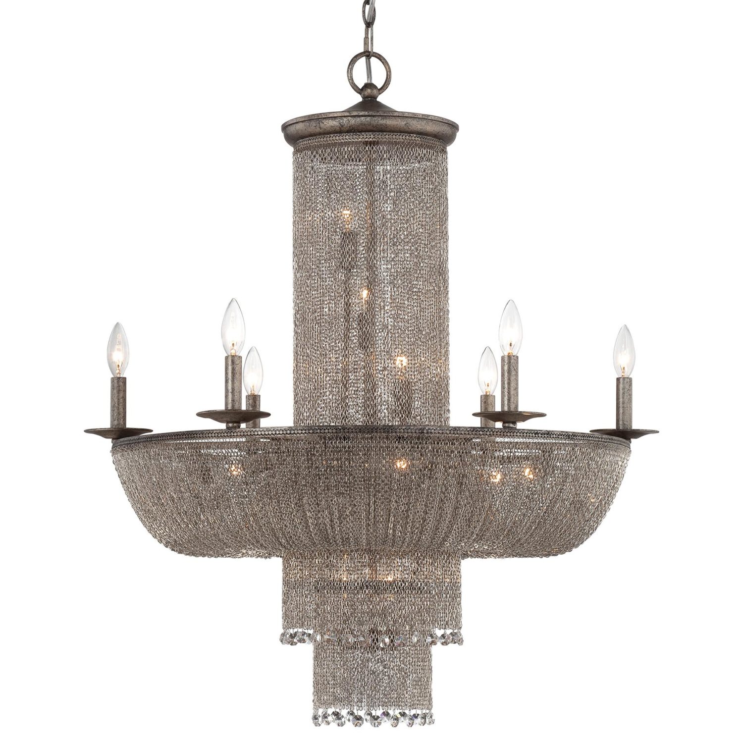 Shimmering Falls Antique Silver 18 Light Chandelier