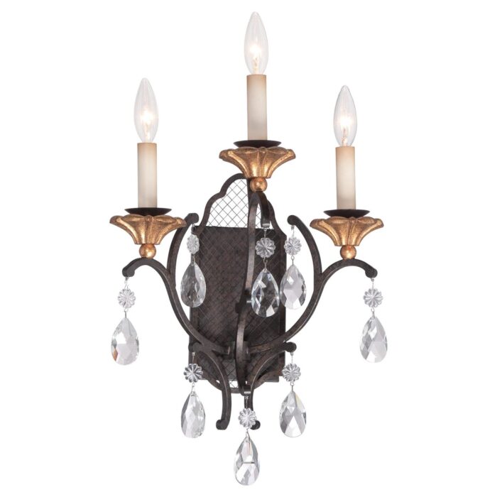 Cortona French Bronze w/ Gold Highlights 3 Light Wall Sconce