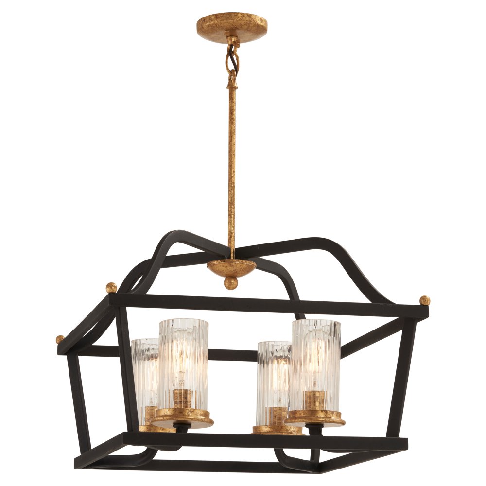 Posh Horizon Sand Black w/ Gold Leaf 4 Light Pendant