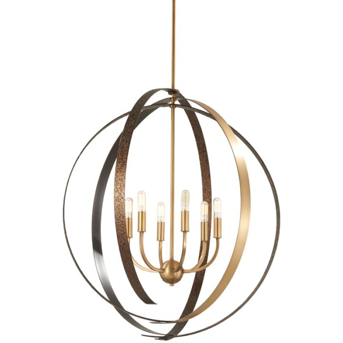 Criterium Aged Brass w/ Textured Iron 6 Light Pendant
