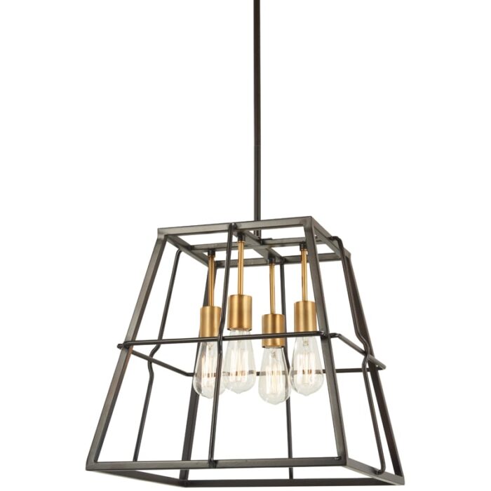 Keeley Calle Painted Bronze w/ Natural Brushed Brass 4 Light Pendant
