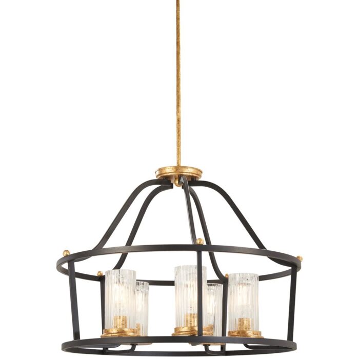Posh Horizon Sand Black w/ Gold Leaf 5 Light Pendant
